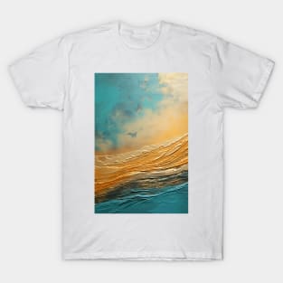 Abstract wave in turquoise and gold - smoother T-Shirt